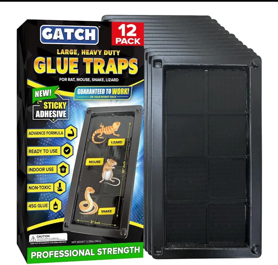 Mouse Glue Traps 12PK, Sticky Mouse Traps Indoor for Home, Sticky Large Glue Traps for Mice and Rats, Pre-Baited Adhesive Rat Traps Indoor for Home, Insect, Snake, Spider Lizard, Children & Pet Safe