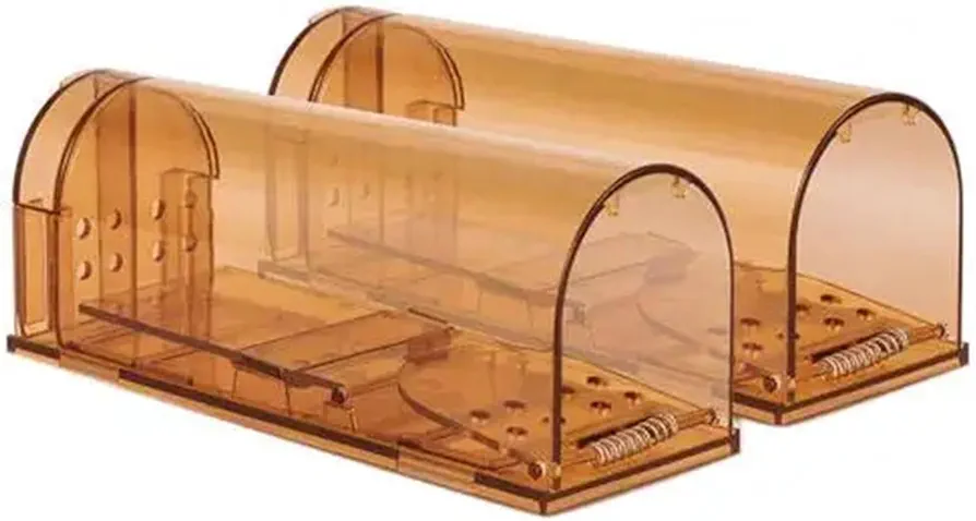 Rat Traps,Automatic Cycle Mouse Trap 2Pcs Transparent Reusable Mouse Small Animals Cage Mouse Mousetrap (Color : Brown)