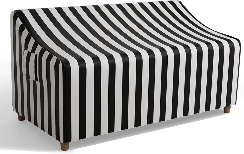 Patio Furniture Covers - Patio Sofa Covers 3-Seater Outdoor Furniture Cover Waterproof Heavy Duty Outdoor Patio Furniture Covers Patio Couch Cover, 79" W x 37" D x 35" H/Black&White Stripe