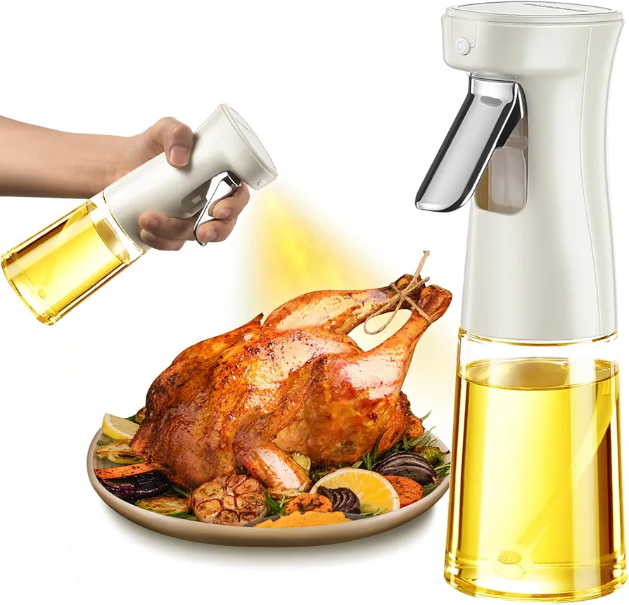 240ml Glass Olive Oil Sprayer Mister, Kitchen Gadgets Accessories for Air Fryer, Canola Oil Spritzer, Widely Used for Salad Making, Baking, Frying, BBQ Cooking