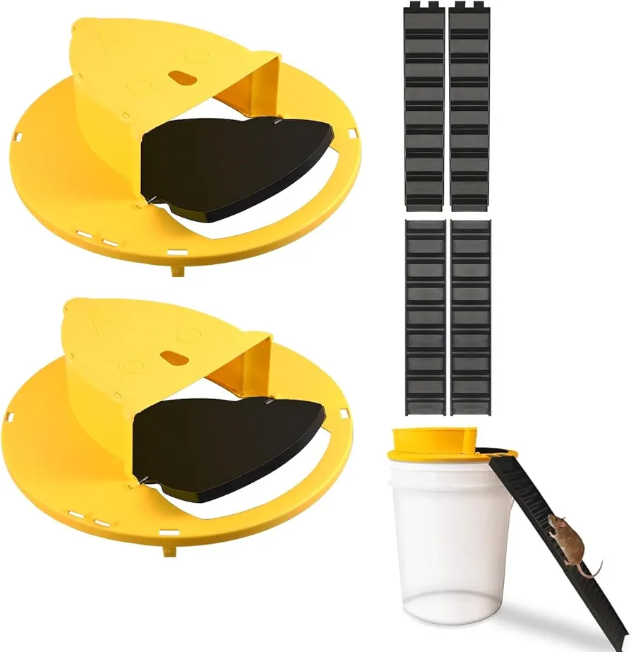 Mice Mouse Trap Bucket Flip Lid,Mouse Trap Bucket Indoor Outdoor,Humane Mouse Trap Bucket,Auto Reset Mouse Trap Bucket Lid|5Gallon Bucket Compatible|Mouse Rat Trap Bucket Lid(2Packs)