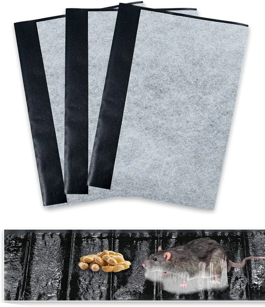 3 Pack Rat Sticky Traps XXL, Black Fabric Catching Mouse Glue Trap for Mice and Rats, Enhanced Stickiness Trapping Pads Work for Snakes Spiders Roaches House - 78.74x13.8