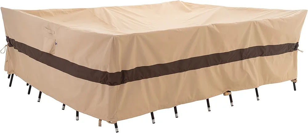 180' Extra Large Patio Furniture Set Covers Waterproof, Heavy Duty Outdoor Sectional Cover, High Wind Resistant & Anti-UV, 180W x 96D x 36H Inches, Beige & Coffee