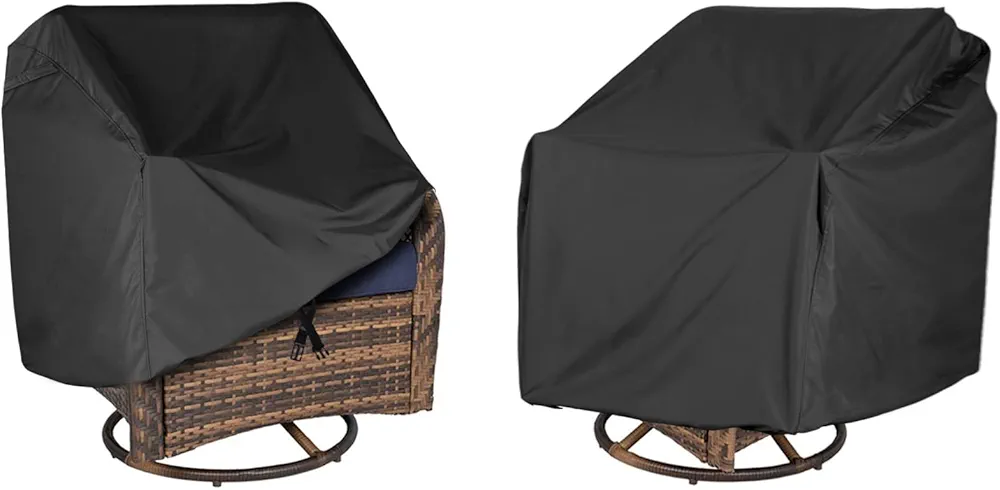 Outdoor Swivel Lounge Chair Cover 2 Pack, (37.5 L x 39.25 W x 38.5 H inches) 100%Waterproof Heavy Duty Outdoor Chair Covers, Patio Furniture Cover for Swivel Patio Lounge Chair(Black)