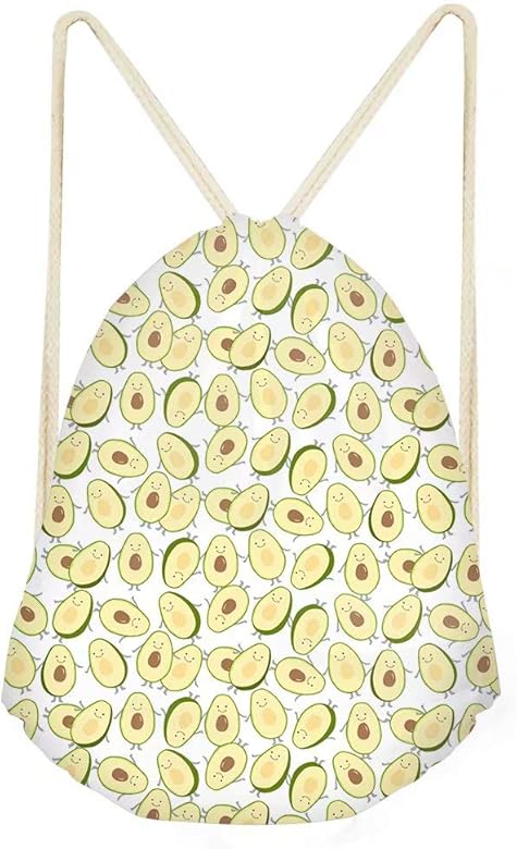 Beauty Collector Drawstring Backpack Avocado Print Customized Beach Trip Party Gift Bag One_Size