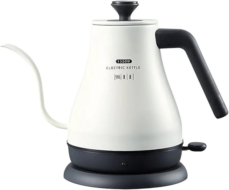Electric Kettles for Boiling Water 1. 2L Gooseneck Electric Kettle Tea Coffee Thermo Pot Appliances Kitchen Smart Quick Heating Boiling for Coffee and Tea (Color : Black) (White)
