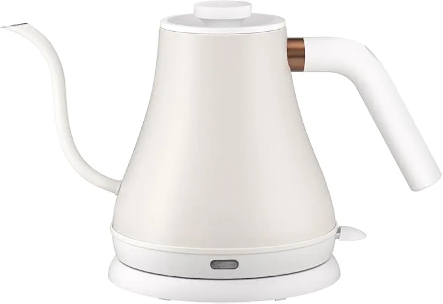 Electric Gooseneck Kettle, Stainless Steel, 27 fl oz, 1000W, Auto Shut Off (Milk White)