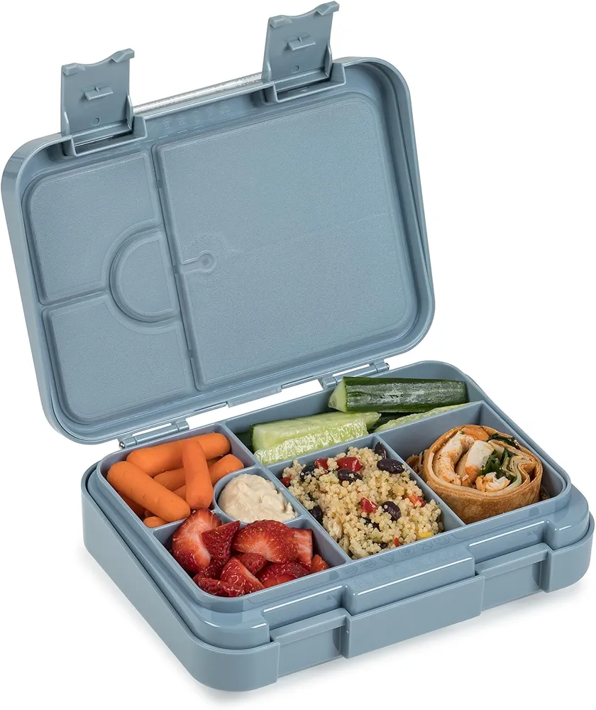 Chill Bento Lunch Box | Easy to Open Latches | Spill Proof Design | 6-Compartment Removable Tray | Wave
