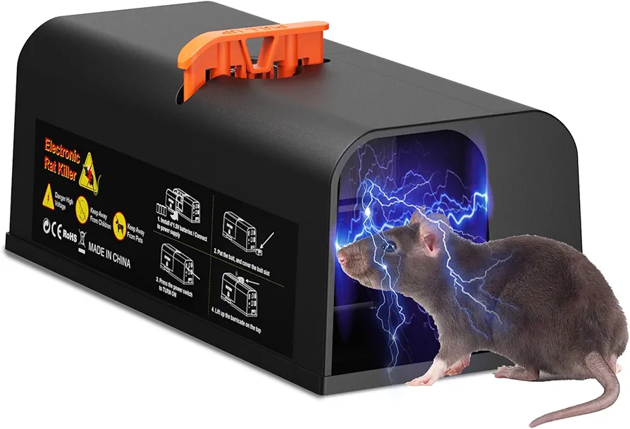 Rat Trap - Electric Mouse Traps Indoor for Home, Electronic Humane Rat Killer with Powerful Voltage, Effective Mouse Zapper for Rats and Mice - No Touch Reusable Mice Traps to Protect Your Home (1)