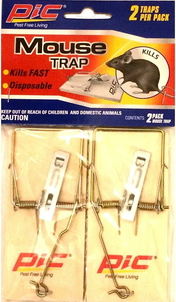 PIC Wood Traps (Wood Mouse Traps - 2 Count)