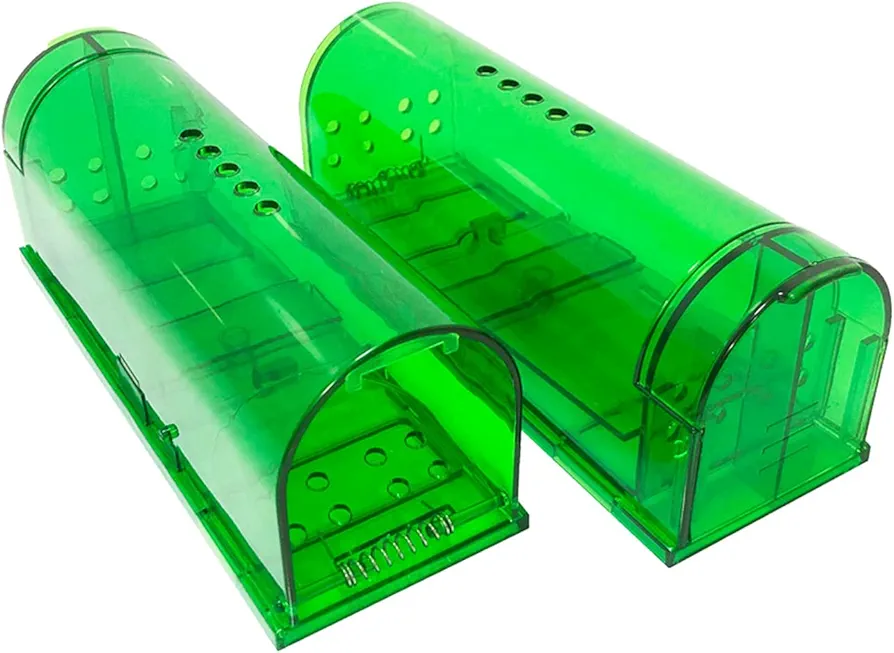 Mousetrap, Easy to Set up, humanized to Catch mice Live, Reusable Indoor and Outdoor Mouse Trap 2PCS Transparent Mouse Trap (Color : Green)