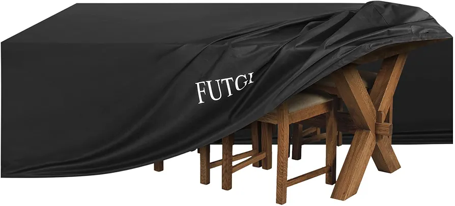 Outdoor Patio Furniture Covers Waterproof, Rectangle 600D Heavy Duty Oxford Covers for Patio Furnitures as General Table Chair Bay Sofa, UV Proof Wind Proof Snow Resistant in Winter