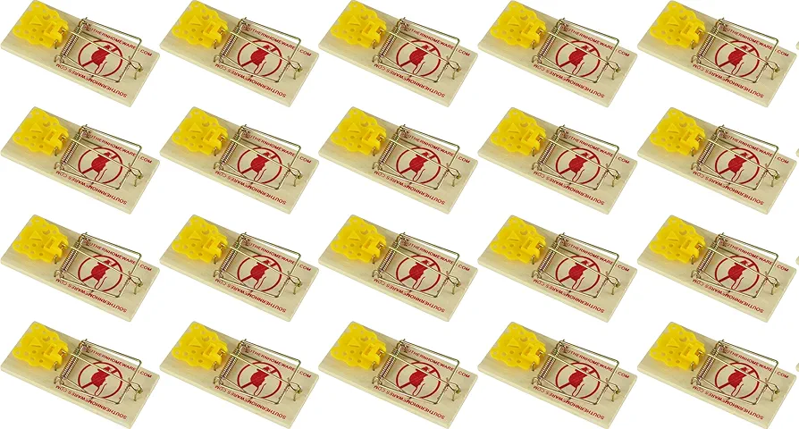 Southern Homewares Wooden Snap Mouse Trap Spring Action with Expanded Cheese Shaped Trigger 20 Pack