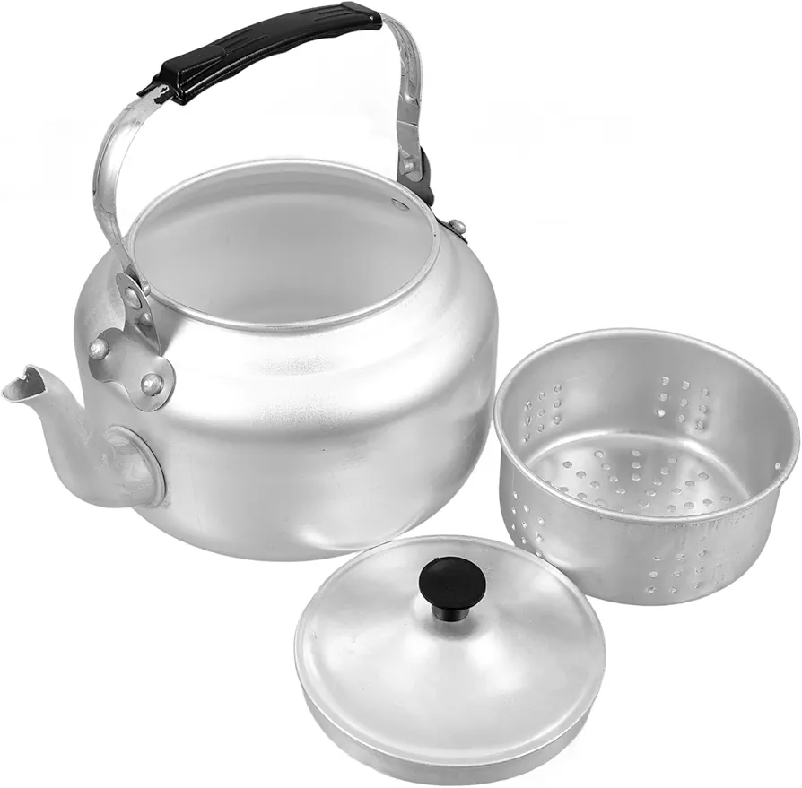 Teapot Compatible Outdoor Kettle and Cups Car Small Kettle Electric Travel Kettle with Filter Insulated Water Bottle Gas Top Kettle Strainers Iced Coffee Cup Aluminum Alloy Silver