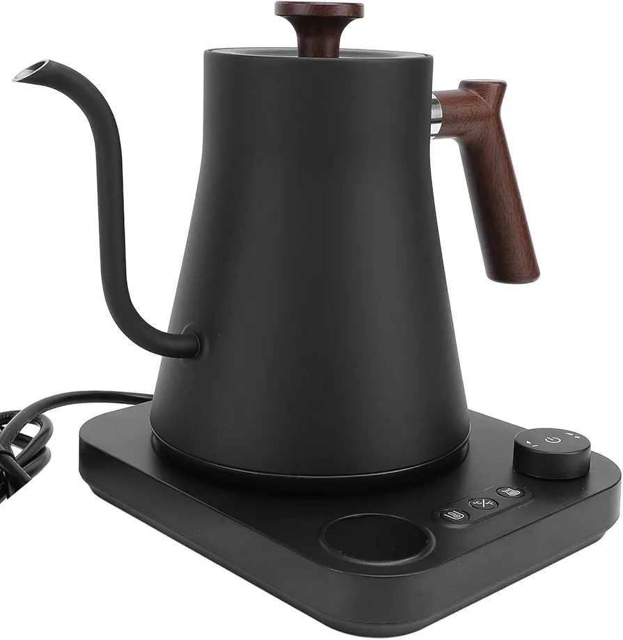 900ML Electric Gooseneck Kettle, Adjustable Temperature Stainless Steel Pour Over Kettle Fast Hot Water Boiler with LCD Screen for Coffee Brew Tea Boil Hot Water (US Plug 110V)