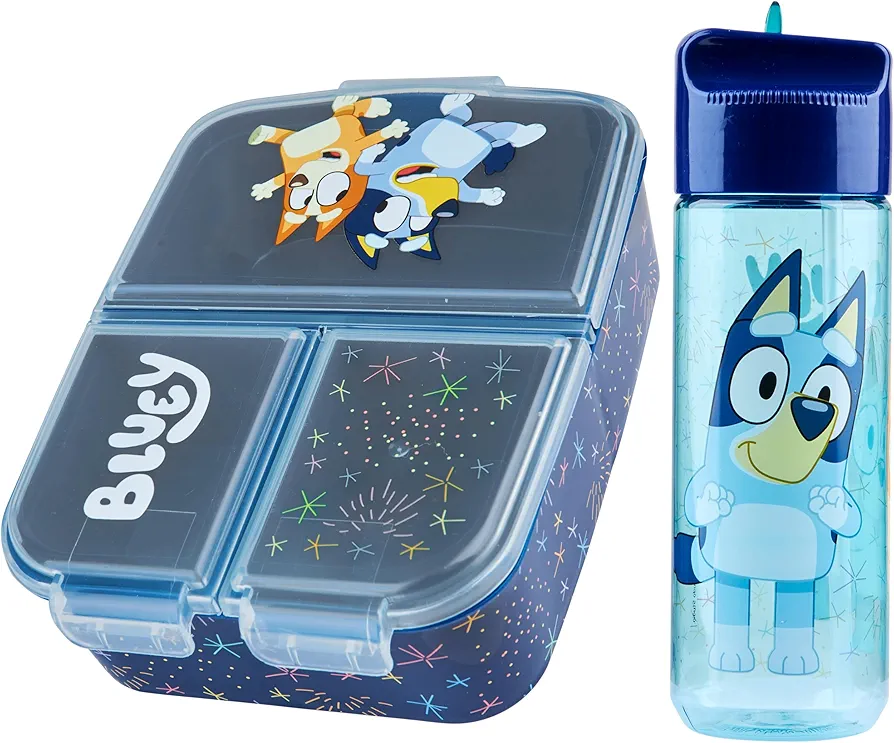 Bluey Kids Lunch Box with Compartments & Water Bottle - Fun Gifts for Girls & Boys