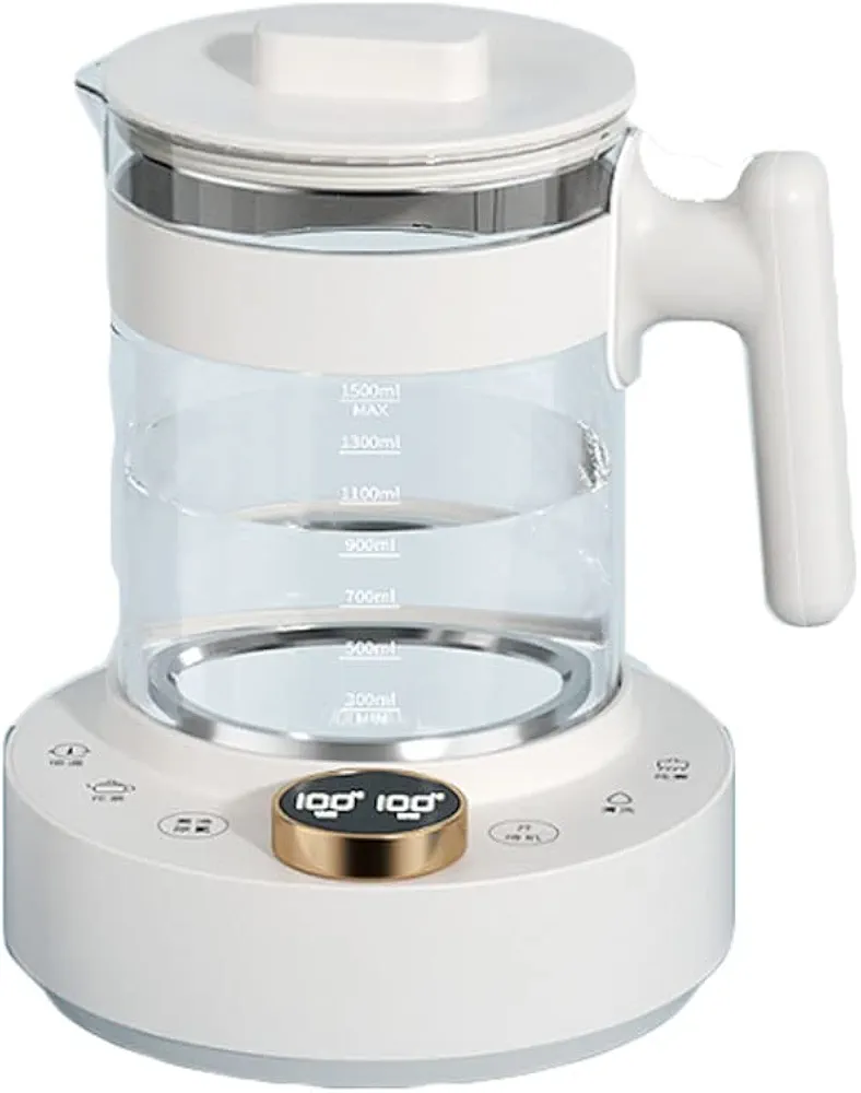 Electric Water Kettle Health-care Beverage Tea Maker And Kettle 1.5L Glass Electric Kettle With Smart Touch Panel Cordless Electric Kettle Flower Tea Electric Tea Kettle (Color : Milk white)