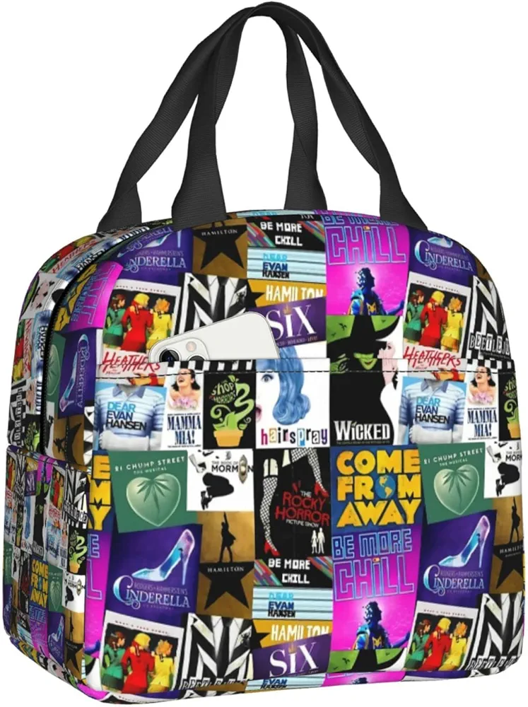 Broadway Musical Collage Lunch Bag For Women Men Reusable Insulated Cooler Lunch Box For Kids Adult - Leakproof Thermal Lunch Tote Bag For Work School Picnic Beach Office