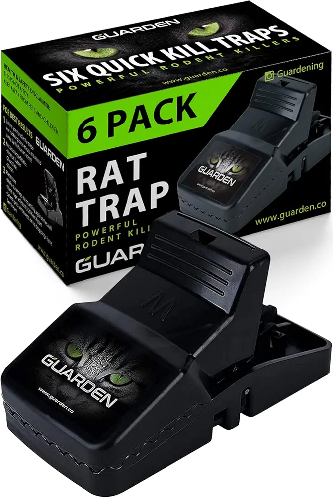 Rat Traps Indoor for Home and Outdoor for Yard - Large Fast Kill - 6 Pack - Forget Rat Poison and Sticky Traps, Choose These Humane Inside and Outside Snap Rat Traps by Guarden