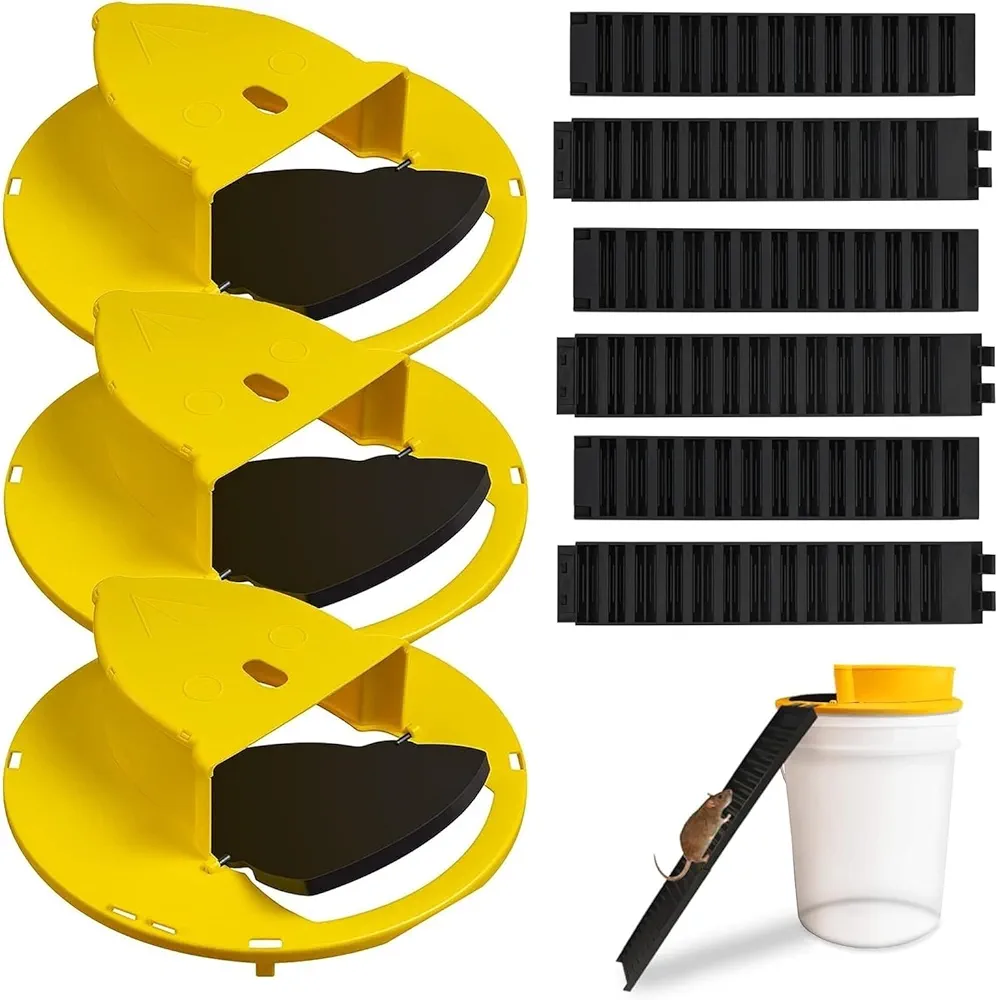 Mice Mouse Trap Bucket Lid，Mouse Trap Bucket Flip Lid，Auto Reset Multi Catch Humane Rat Trap for Indoor Outdoor | 5 Gallon Bucket Compatible |Mouse Rat Trap Bucket Lid (3Pack) 1213