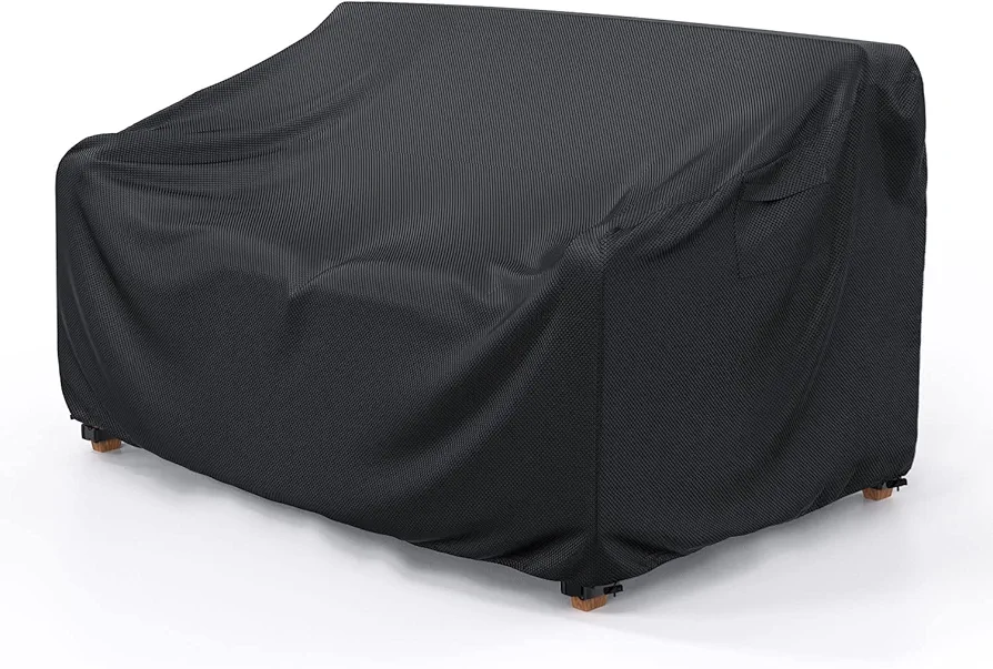 Heavy Duty Patio Sofa Cover Waterproof, Mrrihand 2-Seater Outdoor Sofa Loveseat Cover, Outdoor Patio Furniture Cover with Air Vent and Handles, 60" L×34" D×30" H, Black
