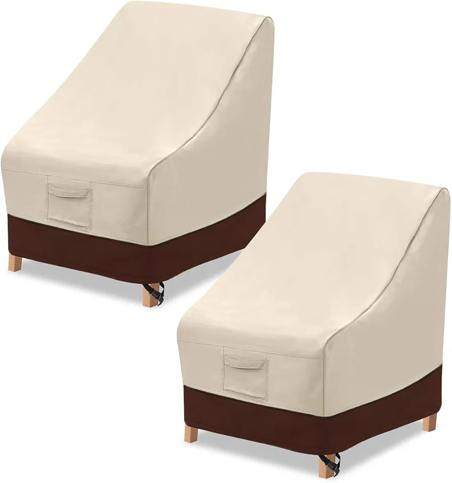 Vailge High Back Patio Chair Cover,Waterproof Outdoor Chair Covers,600D Heavy Duty High-Back Chair Outdoor Patio Furniture Cover - (2 Pack - 35" L x 28W x 35" H, Beige & Brown)