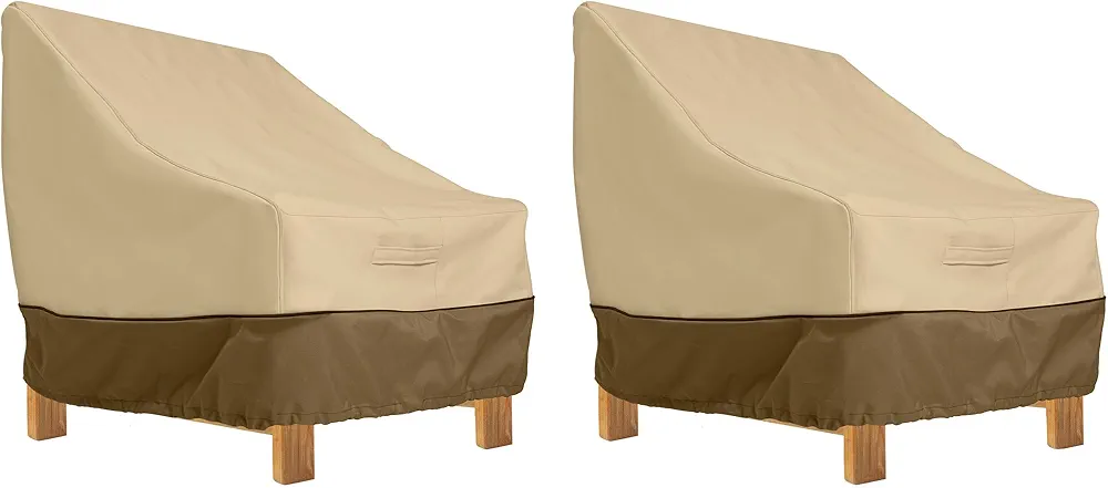 Classic Accessories Veranda Water-Resistant 38 Inch Deep Seated Patio Lounge Chair Cover, 2-Pack, Patio Furniture Covers