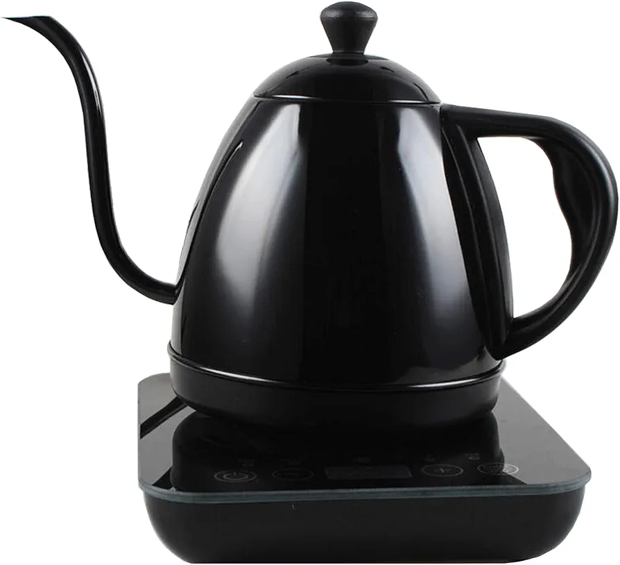 0.8L Gooseneck Kettle, 800W Pour Over Electric Kettle for Coffee and Tea Brewing, Stainless Steel Inner, Auto Shut-Off, Rapid Heating, LED Touch Screen Temperature Control & Timer (Black)