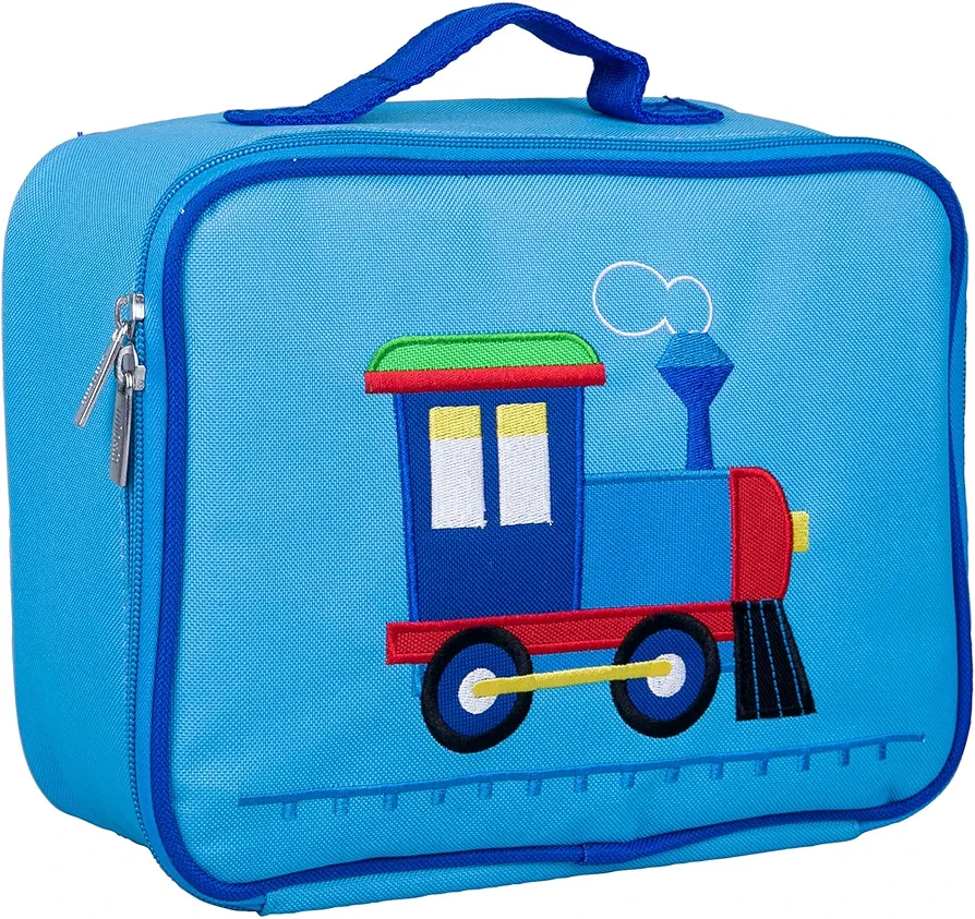 Wildkin Kids Insulated Embroidered Lunch Box Bag for Boys & Girls, Perfect for Elementary Lunch Box for Kids, Ideal for Packing Hot or Cold Snacks for School & Travel (Train)