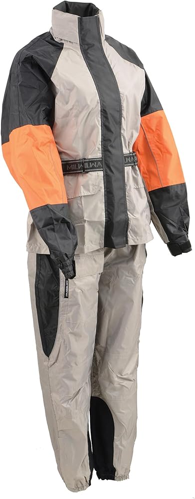 NexGen SH2217 Men's Orange and Silver Oxford Water-Resistant Rain Suit