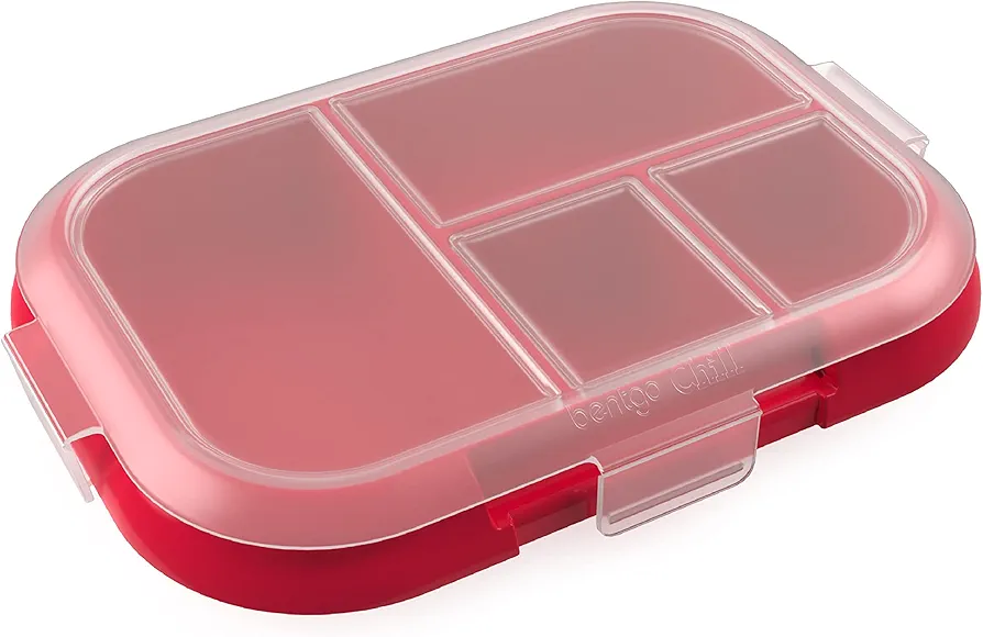 Bentgo Kids Chill Tray with Transparent Cover - Reusable, BPA-Free, 4-Compartment Meal Prep Container with Built-In Portion Control for Healthy On-the-Go Lunches (Red/Royal)