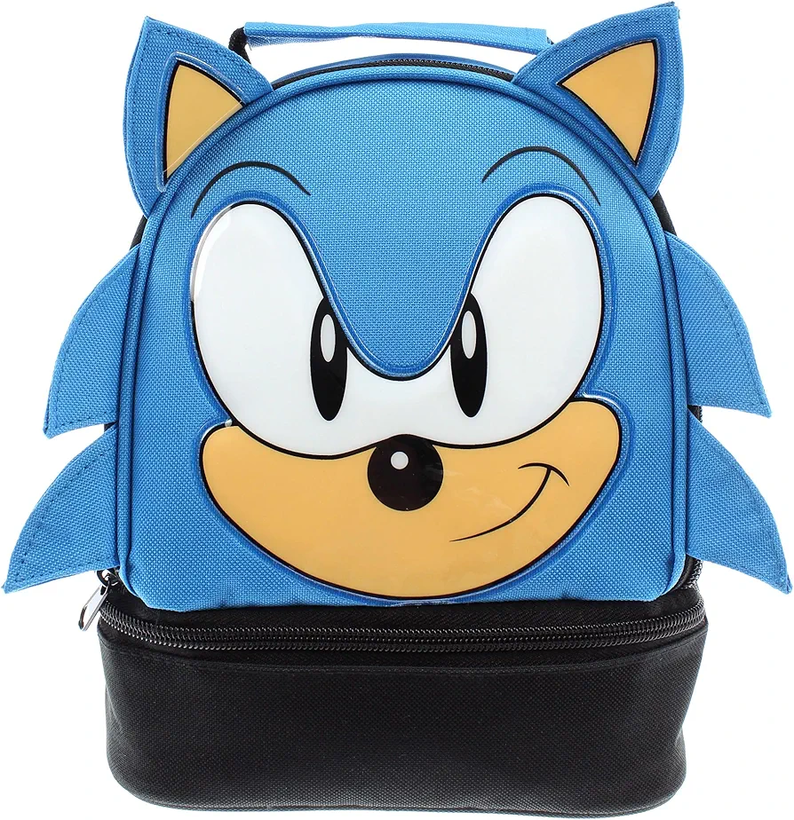 Sega Sonic the Hedgehog Lunch Bag Big Face Dual Compartment Lunch Box Kit
