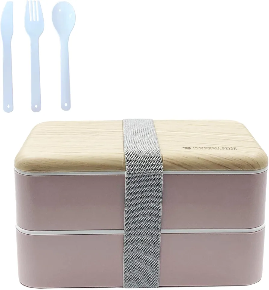 2layer Bento Lunch Box, 40OZ Lunch Containers With Utensils, Food Storage For Adults (Pink)