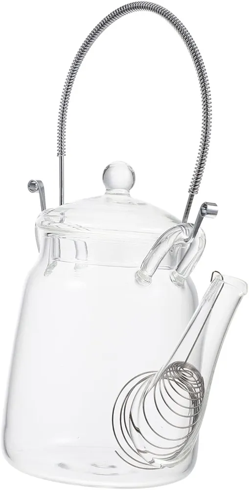 Handle Glass Kettle Lemonade Pitchers Coffee Kettle Hot Stainless Tea Kettle Gooseneck Kettle Clear Teapot Water Pitcher Cooling Beverage Jug Transparent Stainless Steel