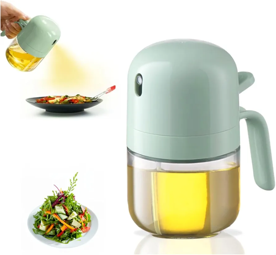 Oil Sprayer for Cooking, 300ml Olive Oil Spray Bottle, Continuous Kitchen Oil Sprayer for Air Fryer, Salad Making, Baking and BBQ Green