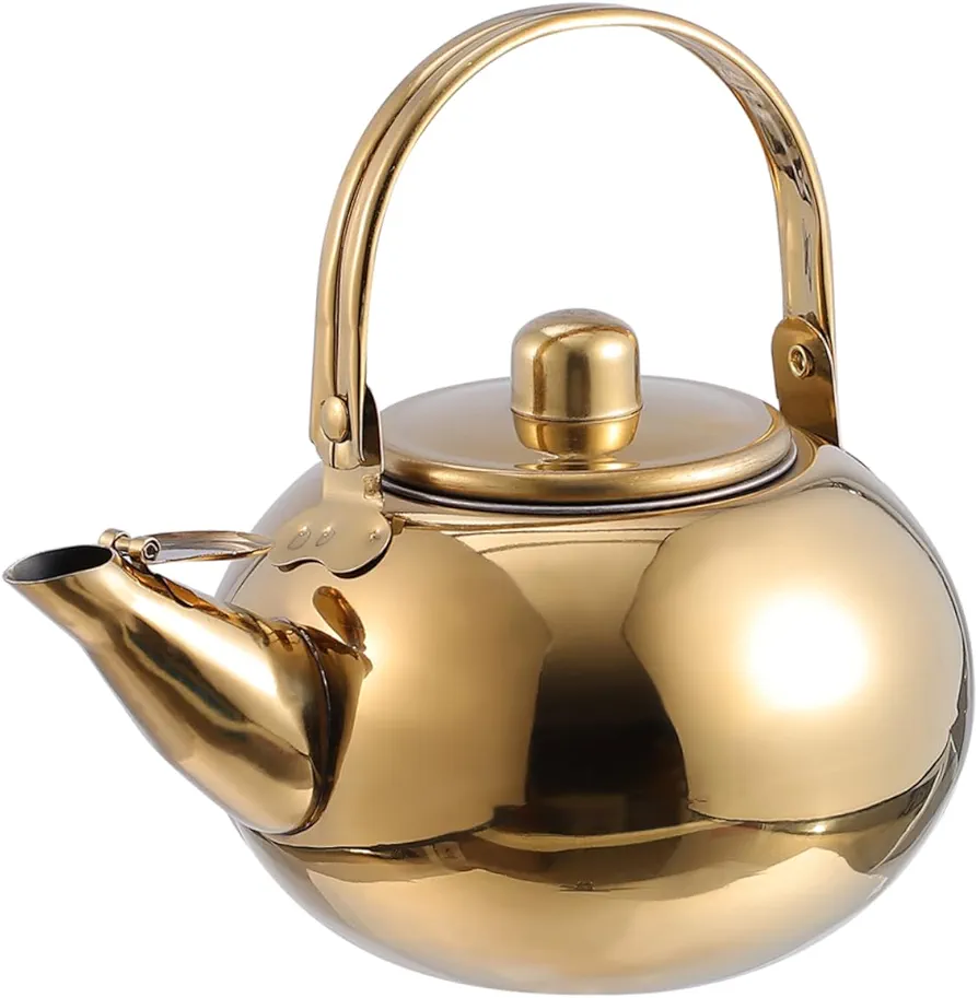 Stainless Steel Pot Tea Maker with Infuser Coffee Mug with Lid Camping Coffee Maker Tea Stovetop Kettle Stovetop Teakettle Pour Electric Coffee Kettle Decor Teapot Solar Hot Golden