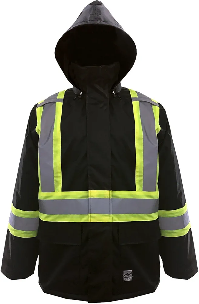 Viking Open Road 150 Denier Trilobal Rip-Stop Hi-Vis Safety Rain Jacket with 2" Vi-brance Reflective Tape Over 4"