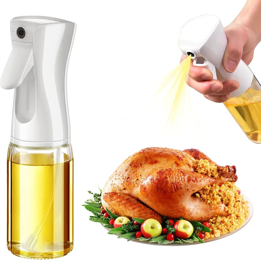 Oil Sprayer for Cooking, Olive Oil Sprayer for Air Fryer, 200ml Oil Mister Spray Bottle Glass for Salad, BBQ, Grilling, Baking, Roasting, Frying
