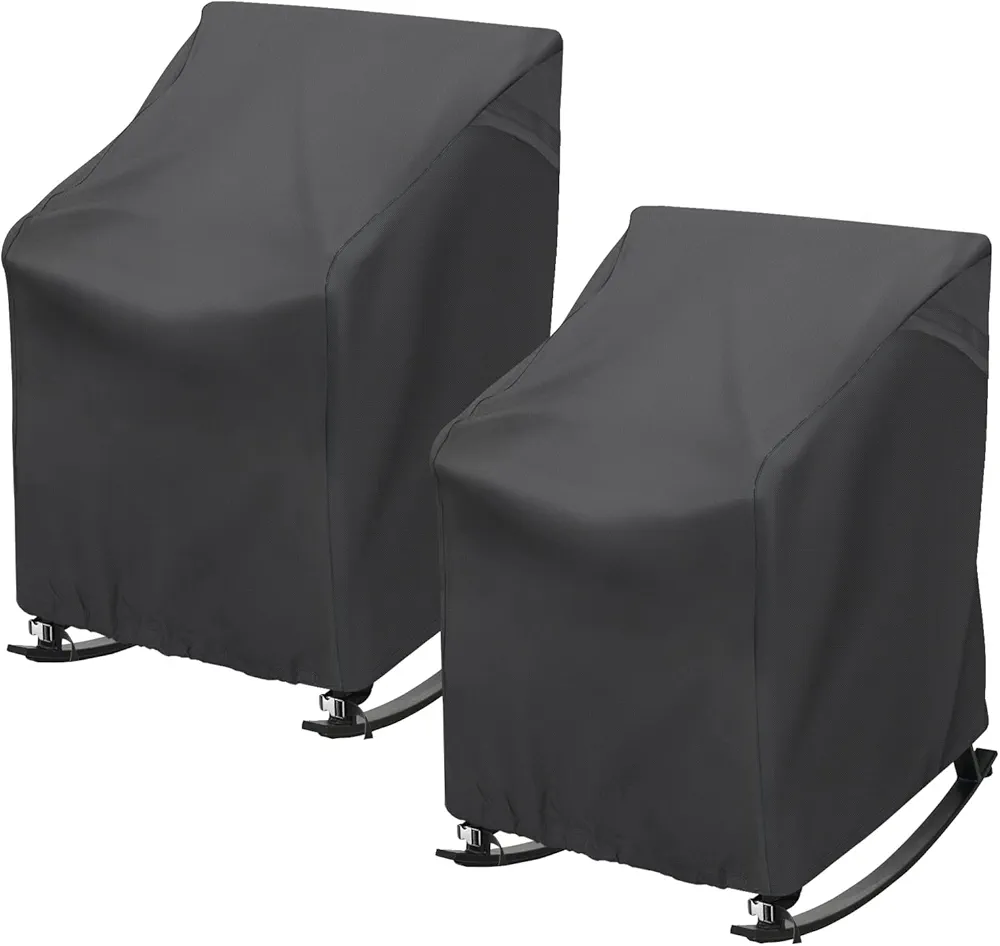 2 Pack Patio Rocking Chair Cover 27.5" L x 32.5" D x 39" H 420D Waterproof Oxford Fabric Production Outdoor Furniture Rocking Chair Covers - Black