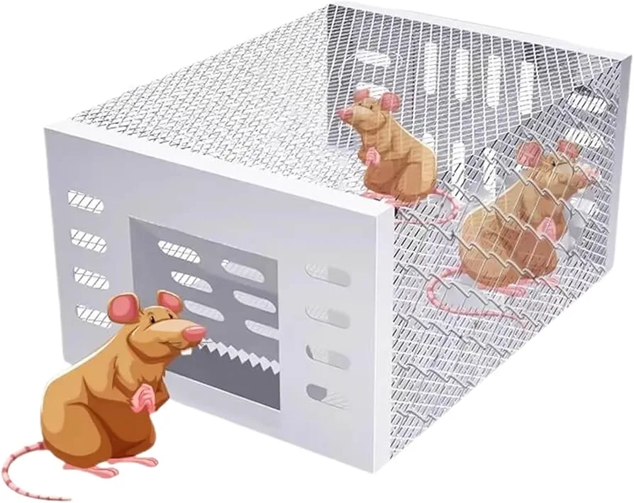Rat Trap,Mouse Trap,trampas para ratas y ratonesm,Stainless Steel Mousetrap Automatic Continuous Cycle Mouse Trap Household Rat Catching Artifact Mousetrap (X)