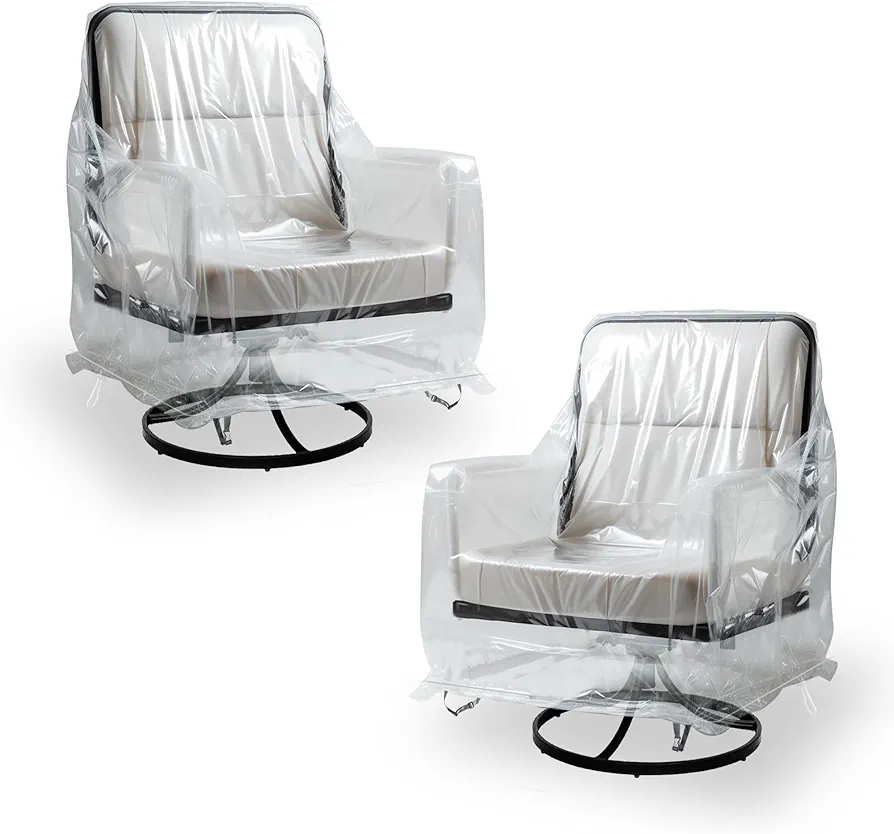 Outdoor Swivel Lounge Chair Cover 2 Pack, Waterproof Heavy Duty Outdoor Chair Covers, Patio Rocking Chair Covers for Outdoor Furniture, (39" L x 37" W x 38" H), Clear PVC