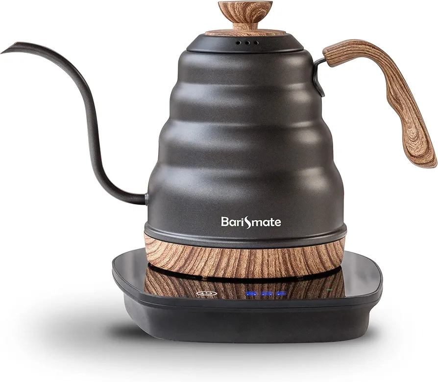 Electric Stainless Steel Gooseneck Kettle With Temperature Variable For Coffee Tea Water Pour Over 1200 Watt Quick Heating 1 Liter Auto Shut-off Boil-dry Protection Touch Screen Matte Black