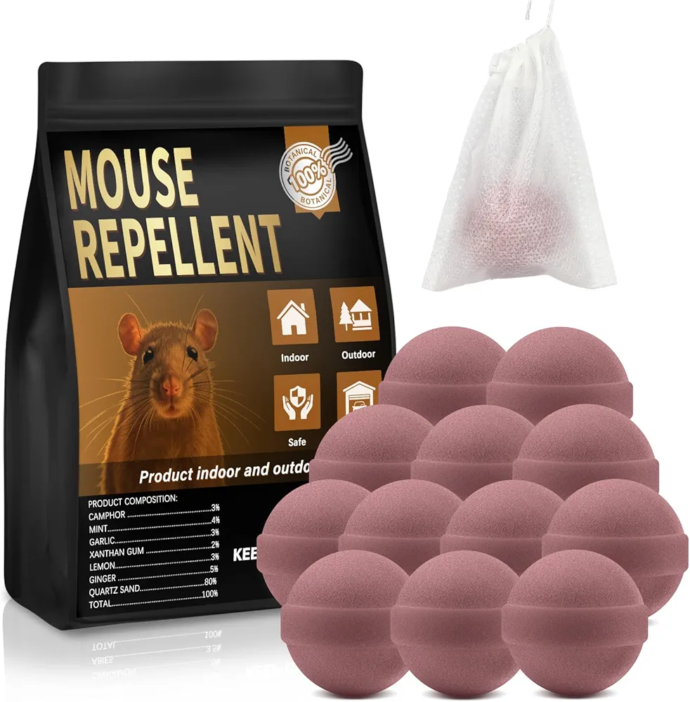 Dark Master Rodent Repellent,Mouse Repellent Balls Peppermint,Rats Deterrent Indoor,Peppermint Oil to Repel Mice and Rats 12 Balls/Bag (brown-12)