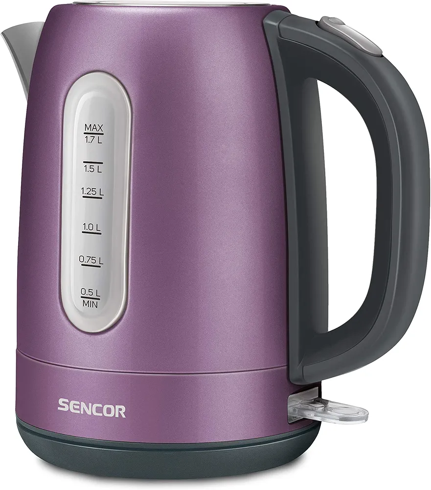 Sencor SWK1772VT 1.7L Stainless Steel 1500w Fast Boil Electric Tea Kettle & Pour Over Coffee Kettle with Lid Safety Lock, Violet