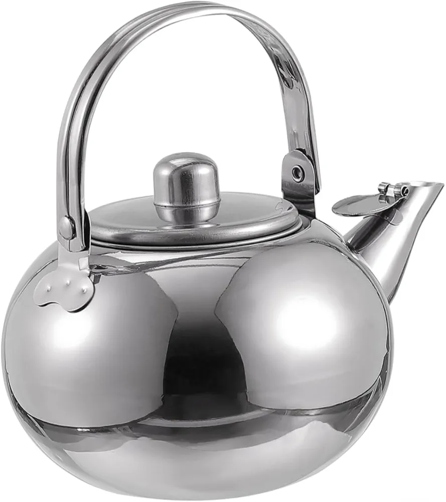 DECHOUS Stainless Steel Pot Tea Kettle with Infuser Kettle with Strainer Electric Whistling Kettle Stovetop Teapot for Stovetop Filter Coffee Kettle Gooseneck Teapot Loose Tea Metal Travel