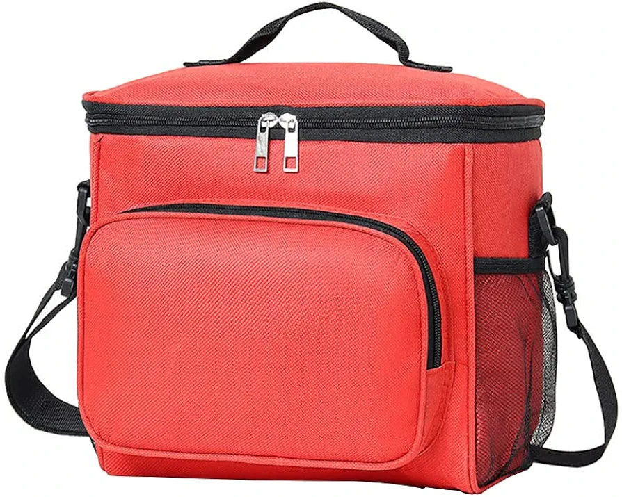 Lunch Bag Bento Bag Women/Men Insulated Lunch Box Lunchbox, Adults Lunch Tote, Reusable Leakproof Bento Box Cooler Bag with Adjustable Shoulder Strap for Work Office Picnic(Red)