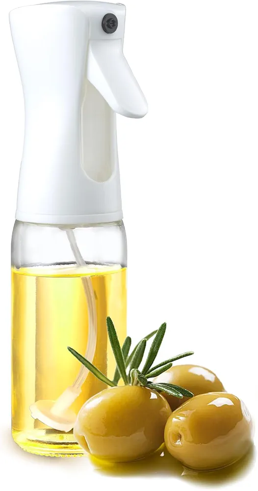 Bestdin White Oil Sprayers, 1 Pack Olive Oil Sprayer, 250ml Olive Oil Spray Bottle for Air Fryer, Food-Grade Oil Mister Used for Kitchen, BBQ, Salad, Baking, Roasting.
