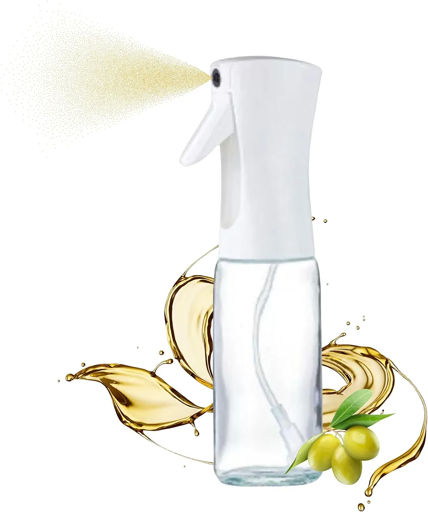 Eco-Friendly Refillable Cooking Oil Spray Glass Bottle - 200ml/6.76oz - Steady Spray - Ideal for Healthy Cooking for Olive Oil, Vinegar, and Cooking Sprays