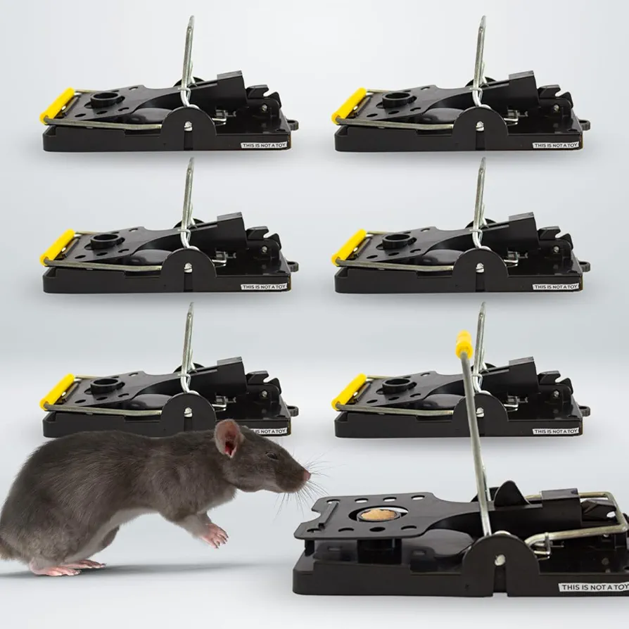 Traditional Mousetrap Indoor and Outdoor use Kills Immediately Without Making The Rat Suffer Without Poison, it is Reusable and contactless. with Powerful Spring That impacts Strongly. 6 Pack