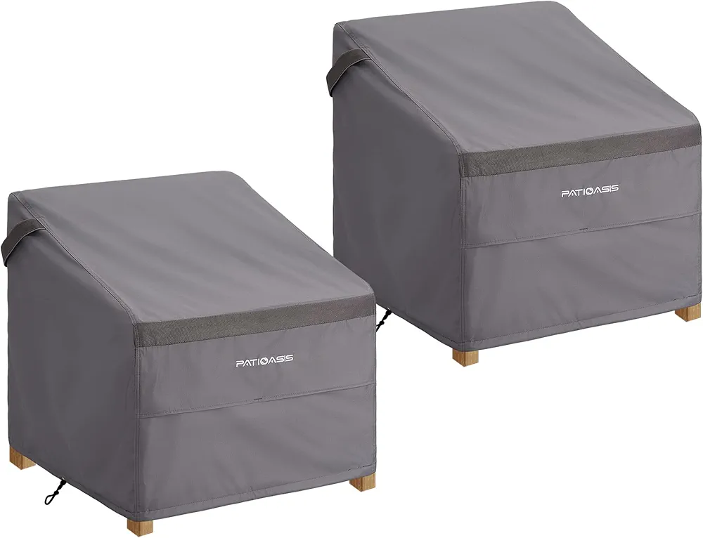 Waterproof Grey Large Outdoor Rocking Chair Cover 2 Pack 40''W x 40''D x 36''H Hampton Bay Oversized Wicker Patio Furniture Chair Covers Set of 2